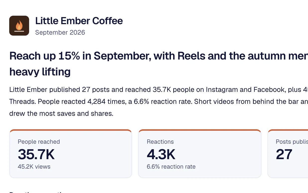A branded monthly client report