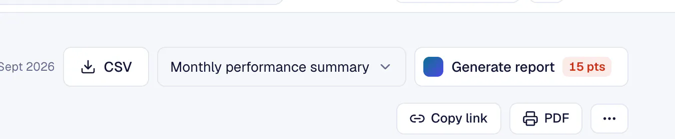 Reports in KariSMMa with the report type and the Generate report button